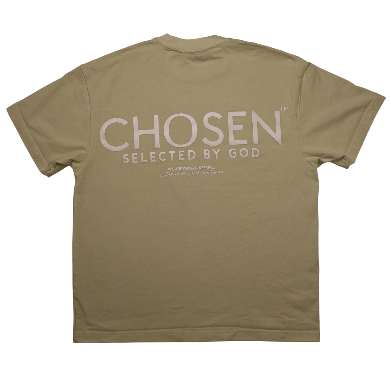 #Close - up of 'We Are His Masterpiece' script on a forest green hoodie from We Are Chosen Apparel, inspired by Ephesians 2:10# - #wearechosenapparel# - #20% off all We Are Chosen Apparel hoodie