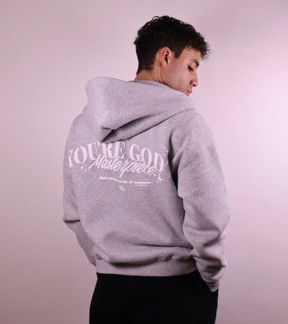 Close - up of 'We Are His Masterpiece' script on a forest green hoodie from We Are Chosen Apparel, inspired by Ephesians 2:10 - wearechosenapparel - 20% off all We Are Chosen Apparel hoodie