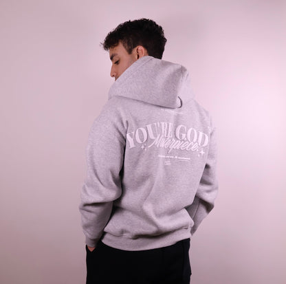 Close - up of 'We Are His Masterpiece' script on a forest green hoodie from We Are Chosen Apparel, inspired by Ephesians 2:10 - wearechosenapparel - 20% off all We Are Chosen Apparel hoodie